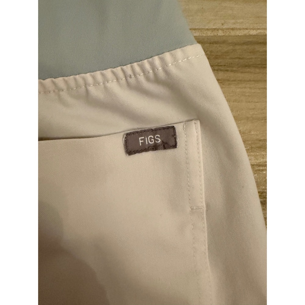 FIGS Technical Collection Scrub Pants Joggers Cream Blue Waist Small S/P - Picture 6 of 8
